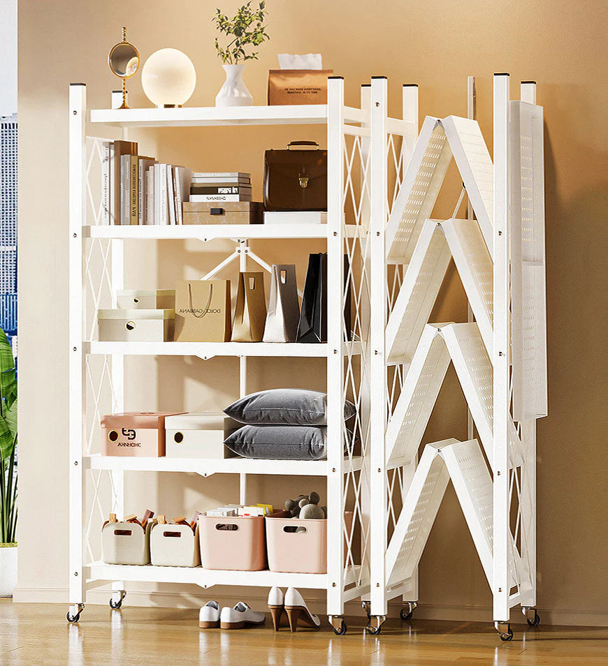 Heavy Duty Foldable Metal Shelves with Wheels