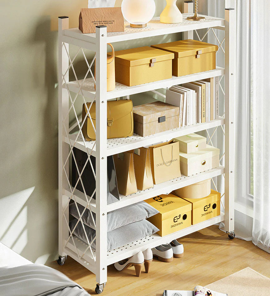 Heavy Duty Foldable Metal Shelves with Wheels