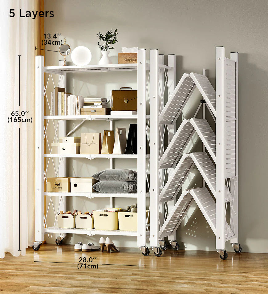 Heavy Duty Foldable Metal Shelves with Wheels