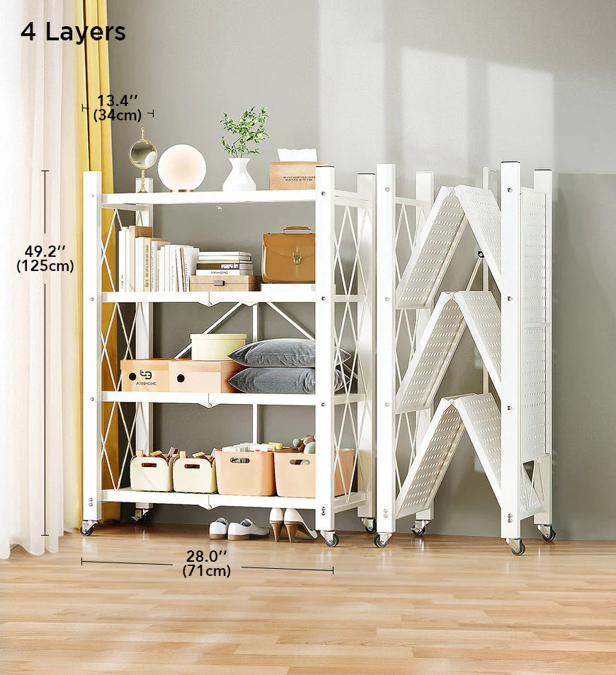 Heavy Duty Foldable Metal Shelves with Wheels