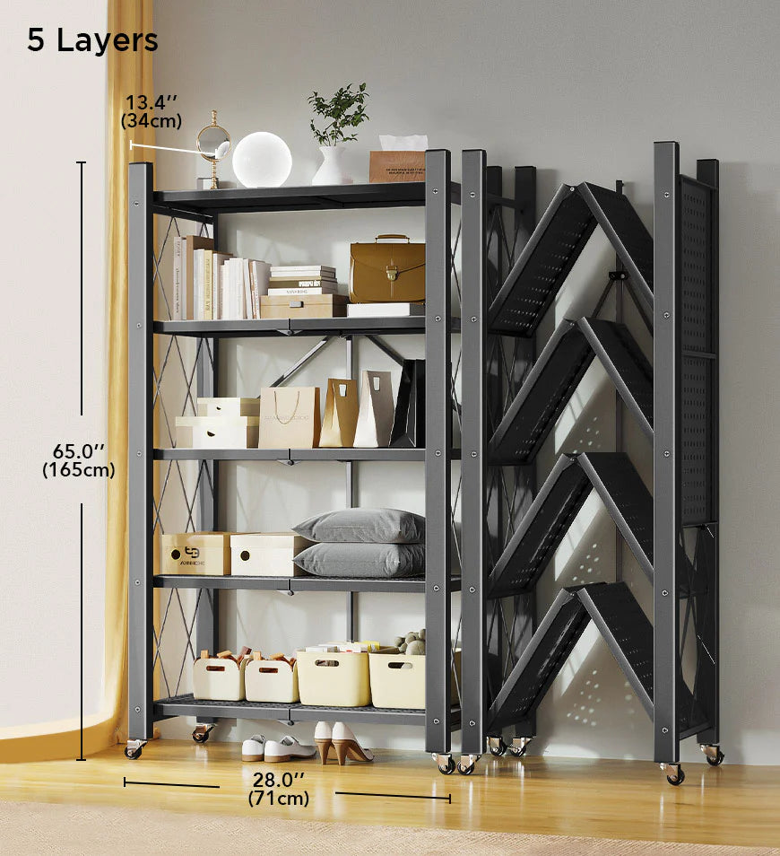 Heavy Duty Foldable Metal Shelves with Wheels