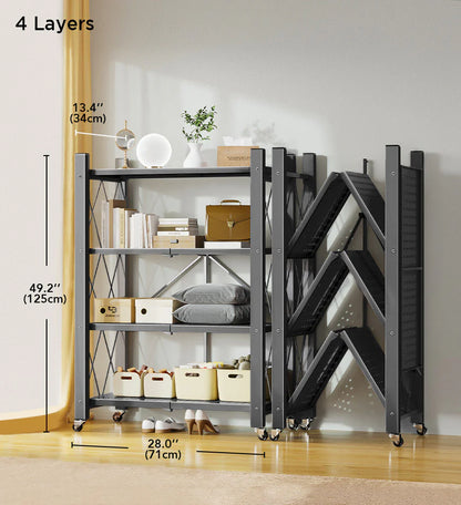 Heavy Duty Foldable Metal Shelves with Wheels