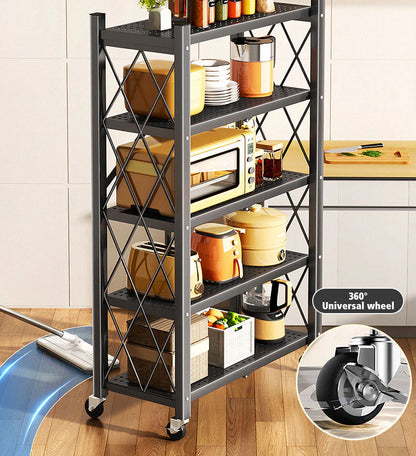 Heavy Duty Foldable Metal Shelves with Wheels